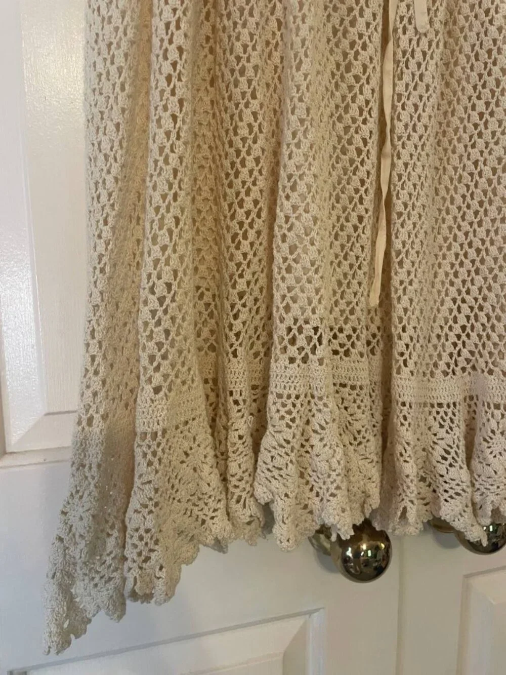 NWT DIMRI Ecru Crochet Knit Midi Skirt with Ruffle Hem - Coastal Boho Chic - Picture 2 of 8